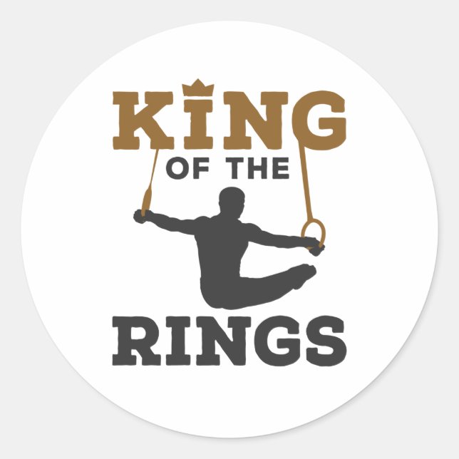 King of the Rings Gymnastics Men Boys Runder Aufkleber (Vorderseite)