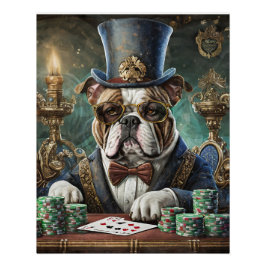King of the Table, Bulldog spielt KartenTissue Pap Poster