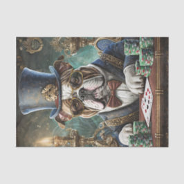King of the Table, Bulldog spielt KartenTissue Pap Seidenpapier