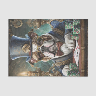 King of the Table, Bulldog spielt KartenTissue Pap Seidenpapier