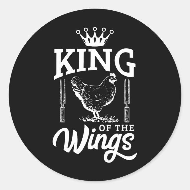 King of the Wings Funny Chicken Grillen Barbecue Runder Aufkleber (Vorderseite)