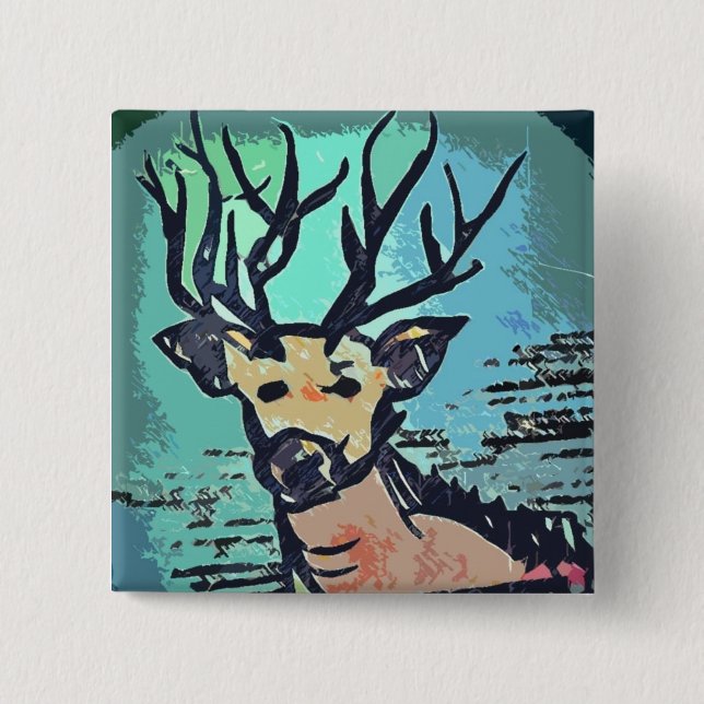 King Of The Wood /// Hirsch / Deer Button Pin (Vorderseite)