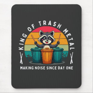 King of Trash Metal Funny Raccoon Drummer Mousepad