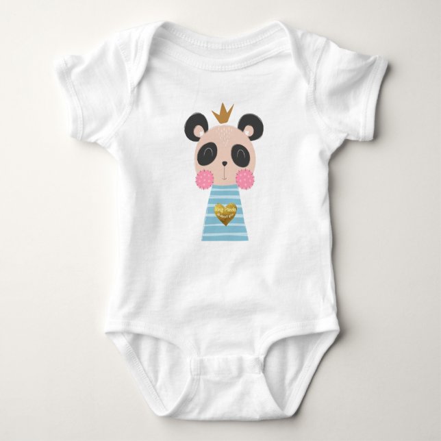 King Panda Baby Jersey Bodysuit Baby Strampler (Vorderseite)