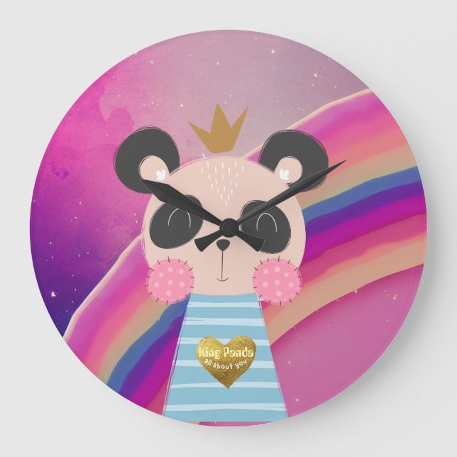 King Panda Round Acrylic Wall Clock Große Wanduhr (Vorderseite)