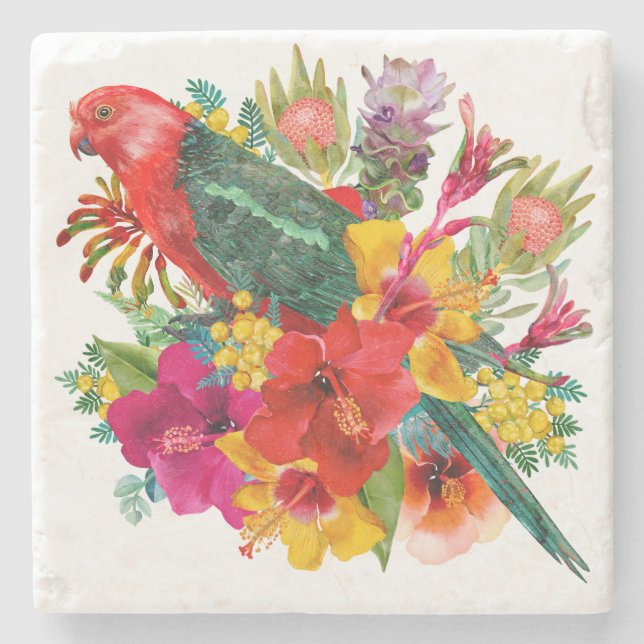 King Parrot Tropical Steinuntersetzer (Vorderseite)