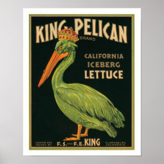 King Pelican California Iceberg Lettuce Vintag Poster