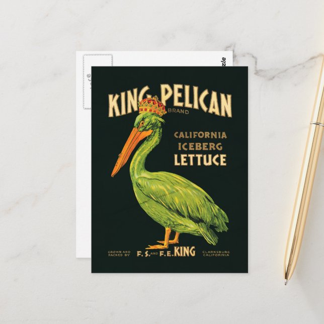 King Pelican Iceberg Lettuce Postcard Postkarte (Vorderseite/Rückseite Beispiel)