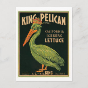 King Pelican Lettuce Vintag Crate Label Postkarte