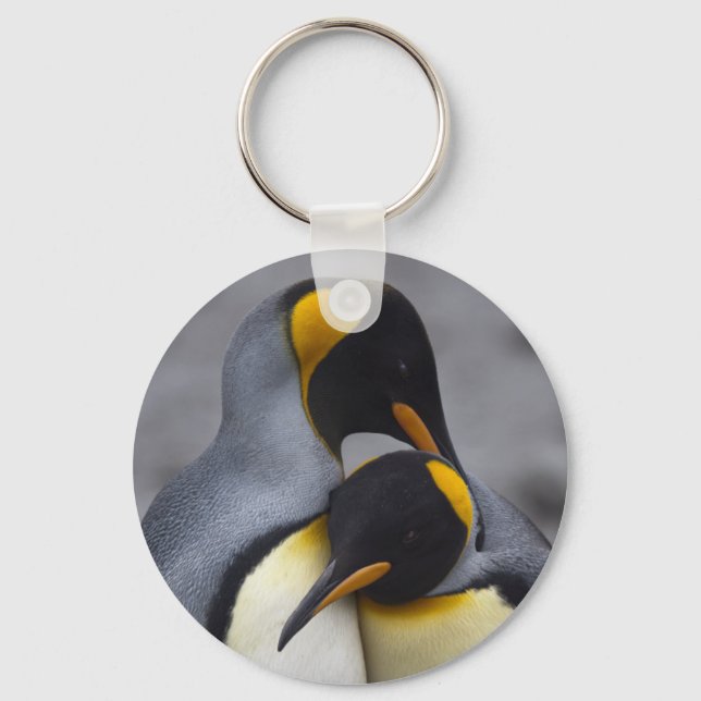 King Pinguine in Liebe Keyring Schlüsselanhänger (Vorderseite)