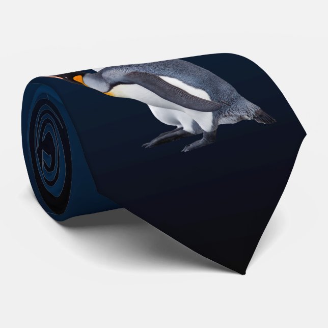 King Pinguins Krawatte (blau/schwarz) (Gerollt)