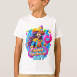 King Pirate Birthday Kids Gifts Illustration T-Shirt<br><div class="desc">Lebhaftes Piratengeburtdesign mit einem whimsical Piraten,  der einen lila Herzballon hält. Umgeben von farbenfrohen Herzen und kühnen "Happy Birthday" Text,  ist diese Illustration perfekt für eine lustige Feier!</div>