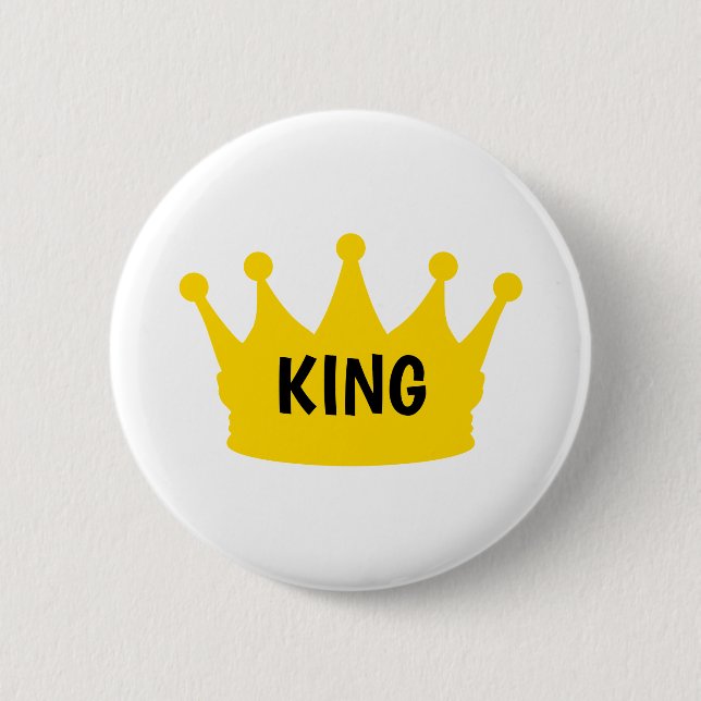 King - Plain Modern Gold White Color Graphic Button (Vorderseite)