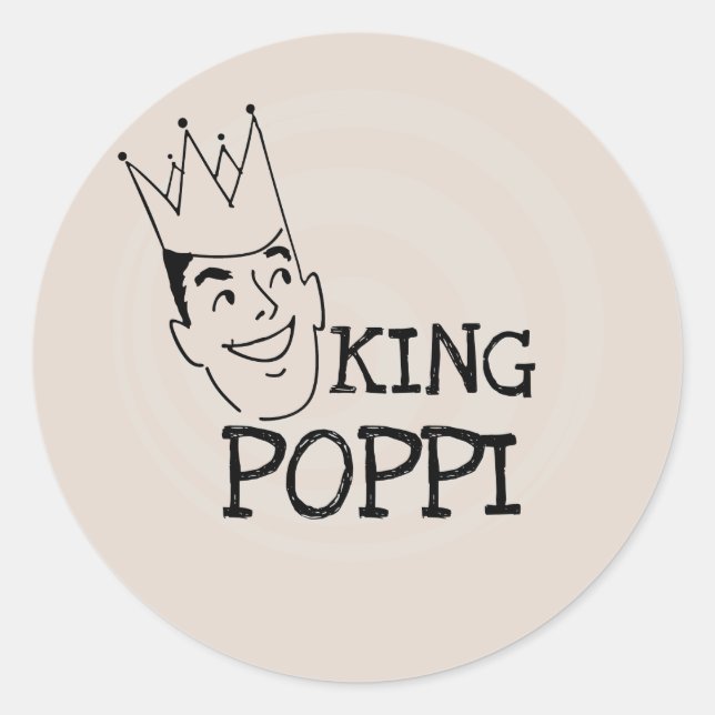 King Poppi T - Shirt und Geschenke Runder Aufkleber (Vorderseite)
