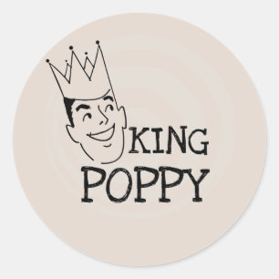 King Poppy T - Shirt und Geschenke Runder Aufkleber