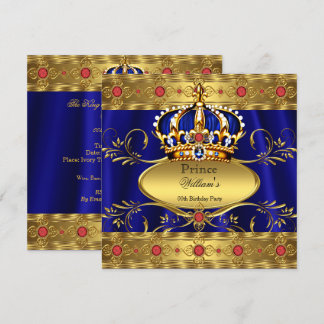 King Prince Royal Blue Regal Red Crown Geburtstag  Einladung