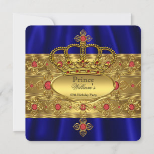 King Prince Royal Blue Regal Red Crown Geburtstag Einladung