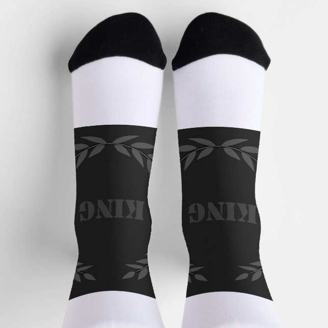 KING Printed Black Background Crown luxuriöse Cool Socken (Oben)