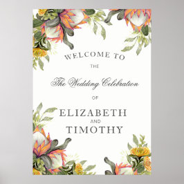 King Protea Bouquet Wedding Poster