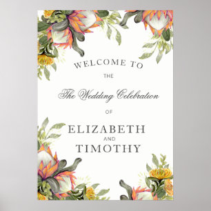 King Protea Bouquet Wedding Poster