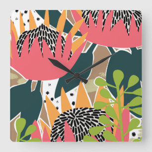 King Protea I Quadratische Wanduhr