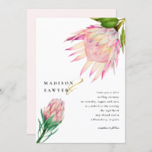 King Protea Pink Watercolor Blume Hochzeit