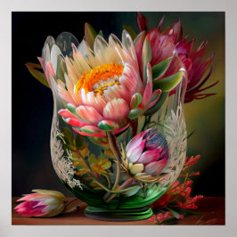 King Protea Pink Yellow Beautiful Bouquet Poster