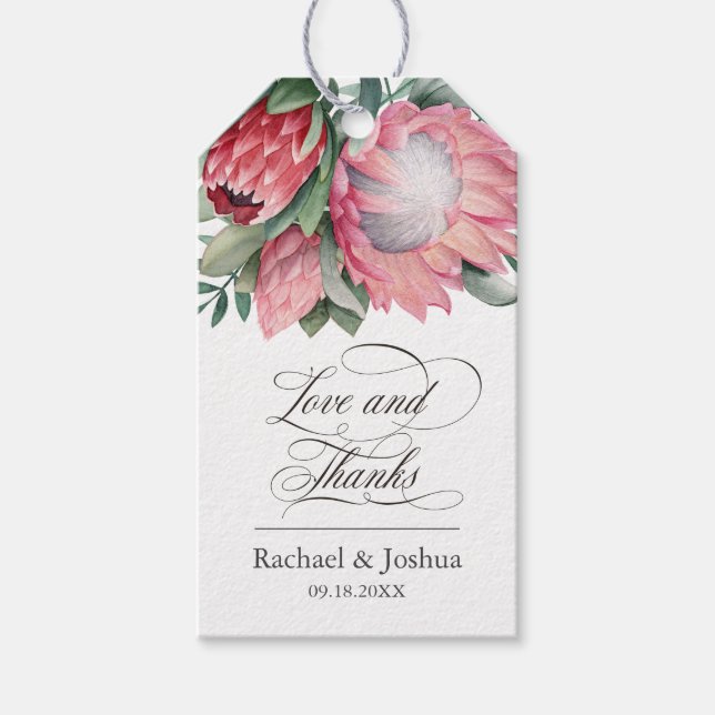 King Protea Wassercolor Botanical Vielen Dank Geschenkanhänger (Vorderseite)