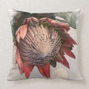 King Protea Watercolor Paper design Pillow Kissen