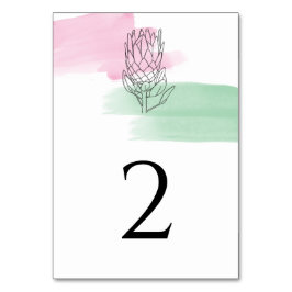 King Protea Watercolor Wedding Tischnummer