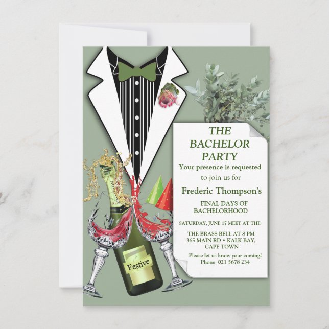 King Protea's Tuxedo Corsage Bachelor Party (Vorderseite)