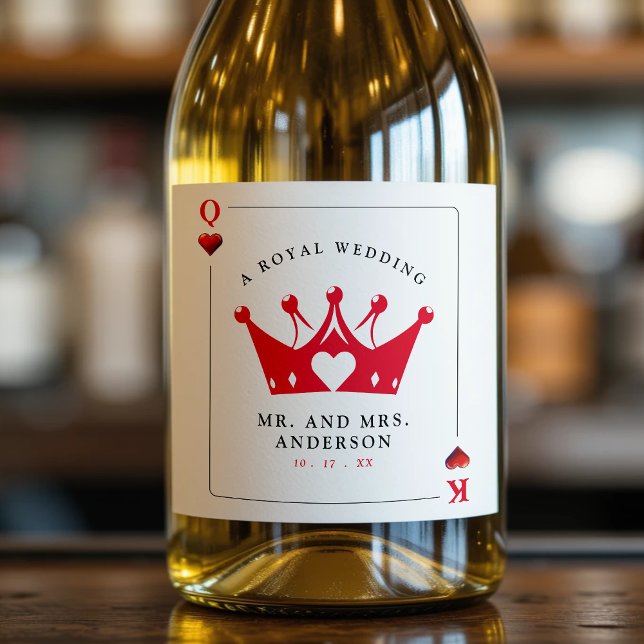 King & Queen Casino Poker Card (King & Queen of Hearts Casino Poker Card Sparkling Wine Label
)