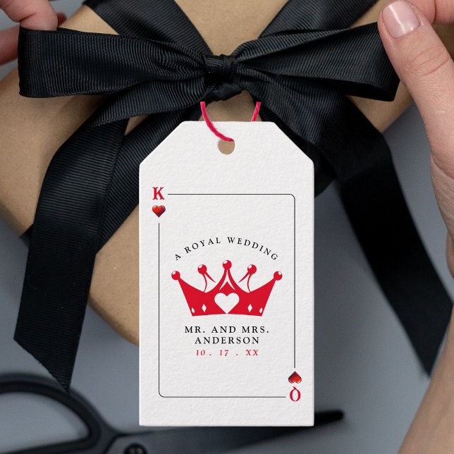 King & Queen Casino Poker Card Geschenkanhänger (King & Queen of Hearts Casino Poker Card Gift Tags
)