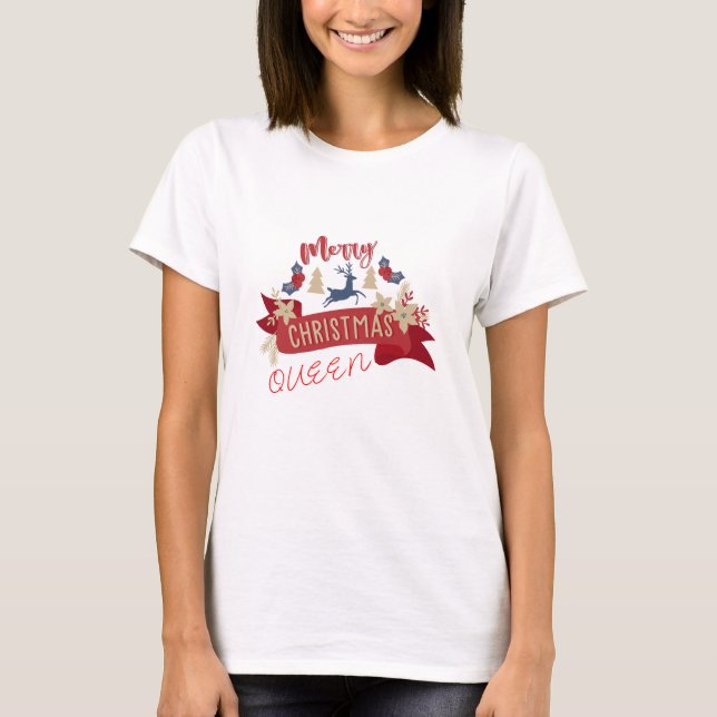 King & Queen Couple passen Weihnachten T-Shirt (Vorderseite)