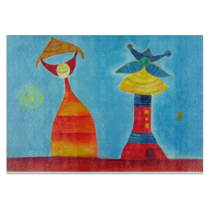 King Queen Glass Chopping Board 11 Zoll x 8 Zoll Schneidebrett