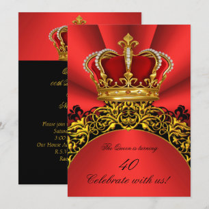 King Queen Gold Royal Regal Redish Birthday Party Einladung