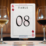 King & Queen of Diamonds Playing Card Tischnummer<br><div class="desc">König und Königin von Diamanten spielen Karten Hochzeitsempfang Tischnummern. Personalisieren Sie es mit Ihren Veranstaltungsdetails. Ideal für ein Las Vegas / Poker Themenfestival.</div>