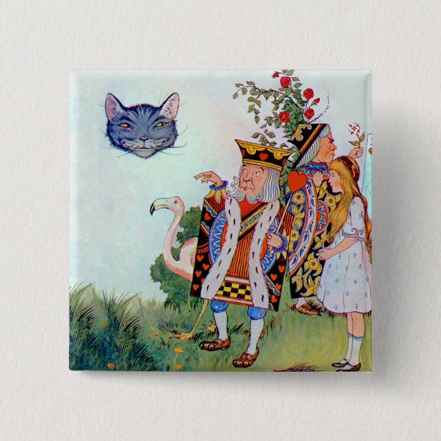 King & Queen of Hearts, Alice & The Cheshire Cat Button (Vorderseite)