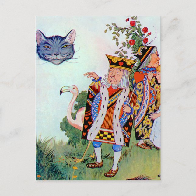 King & Queen of Hearts, Alice & The Cheshire Cat Postkarte (Vorderseite)