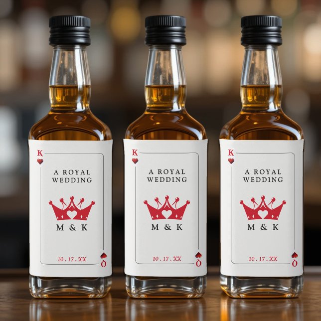 King & Queen of Hearts Casino Poker Card Hochzeit Alkoholflaschenetikett (King & Queen of Hearts Casino Poker Card Wedding Liquor Bottle Label
)