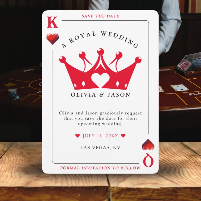 King & Queen of Hearts Casino Poker Card Hochzeit Save The Date (King & Queen of Hearts Casino Poker Card Wedding
)