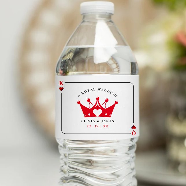 King & Queen of Hearts Casino Poker Card Hochzeit Wasserflaschenetikett (King & Queen of Hearts Casino Poker Card Wedding Water Bottle Label
)
