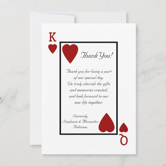 King/Queen Playing Card Dankeschön Dankeskarte (Vorderseite)