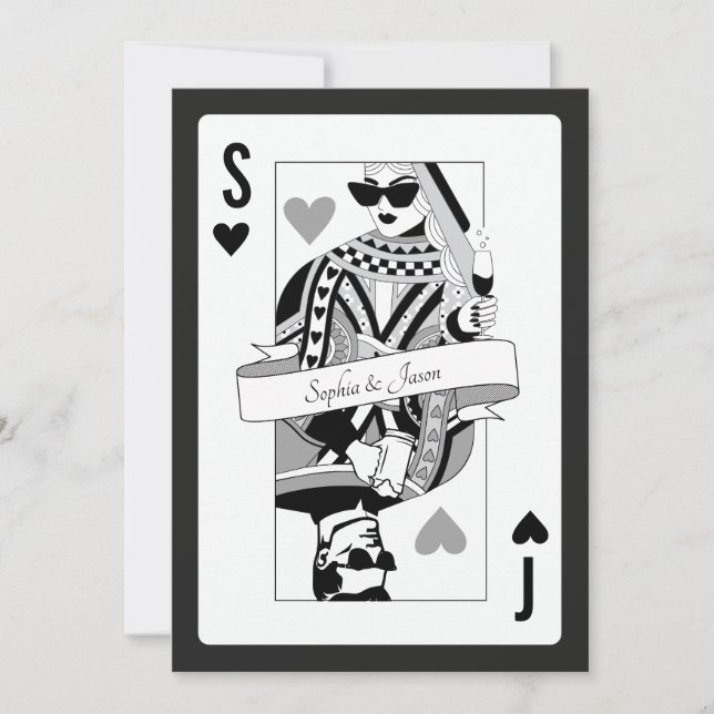 King Queen Playing Card Invitation Einladung (Vorderseite)