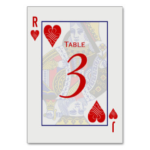 King Queen Playing Card Table Cards Tischnummer