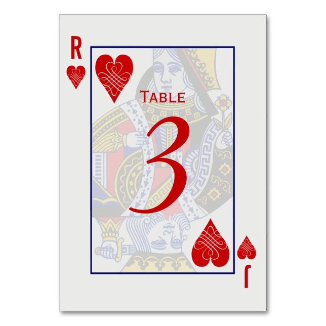 King Queen Playing Card Table Cards Tischnummer (Vorderseite)