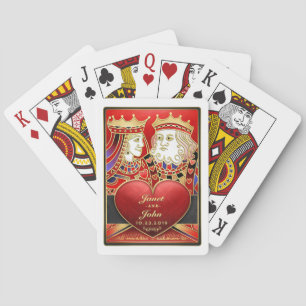 King & Queen Red Wedding Matching Cards Spielkarten