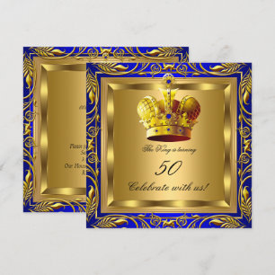 King Queen Royal Blue Gold Elite Geburtstagsparty Einladung