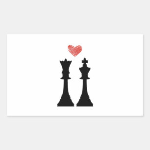 King & Queen Schach Liebe Rechteckiger Aufkleber