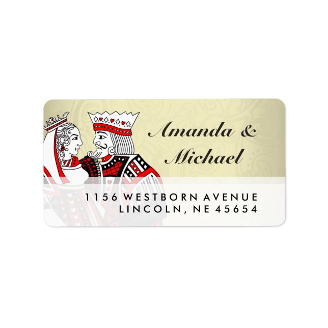 King & Queen Spielkarten Hochzeitsadressen-Labels Adressaufkleber (Vorne)